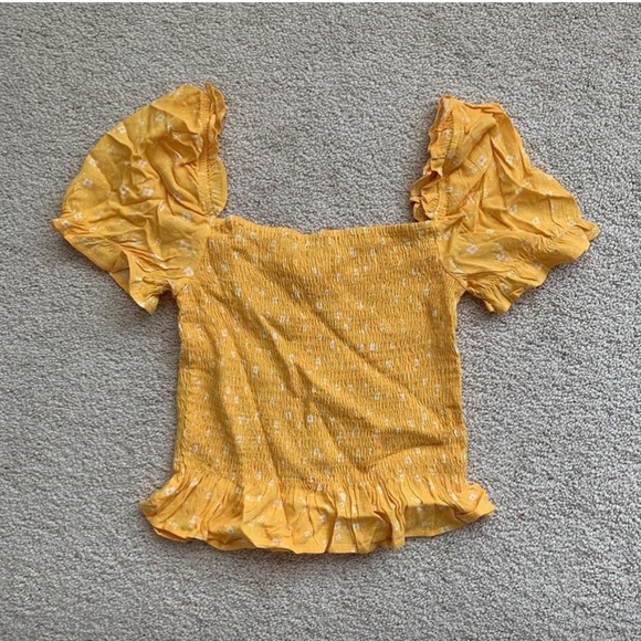 Nordstrom Rack MUSTARD smocked blouse - Picture 3 of 4